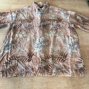 Ono Hawaiian Shirt Men XL Brown Floral Button Up Pocket Short Sleeve Collared